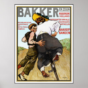 Vintage Ad for Rubber Bicycle Tires Poster