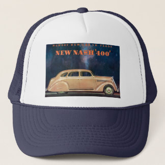 Vintage Ad label New Nash 400 Trucker Hat Cap