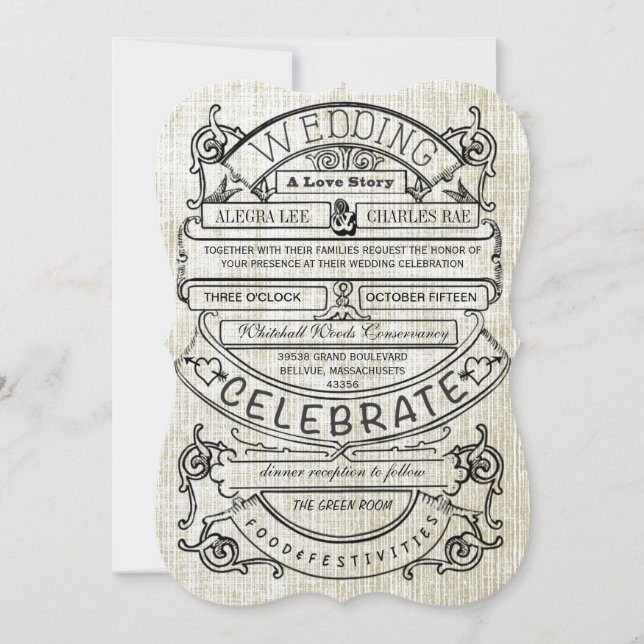 Vintage Ad Modern Typography Wedding Invitation (Front)