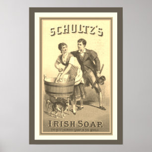 Vintage Ad Poster Schultz's Irish Soap 13 x 19