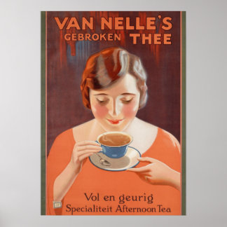 Vintage Ad Posters, Woman Drinking Tea Poster