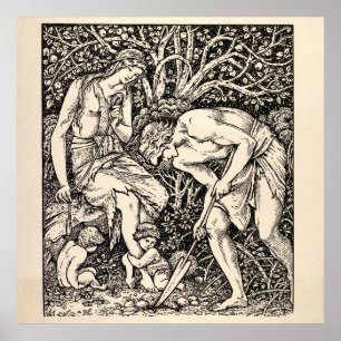 Vintage Adam And Eve by Edward Burne-Jones Poster