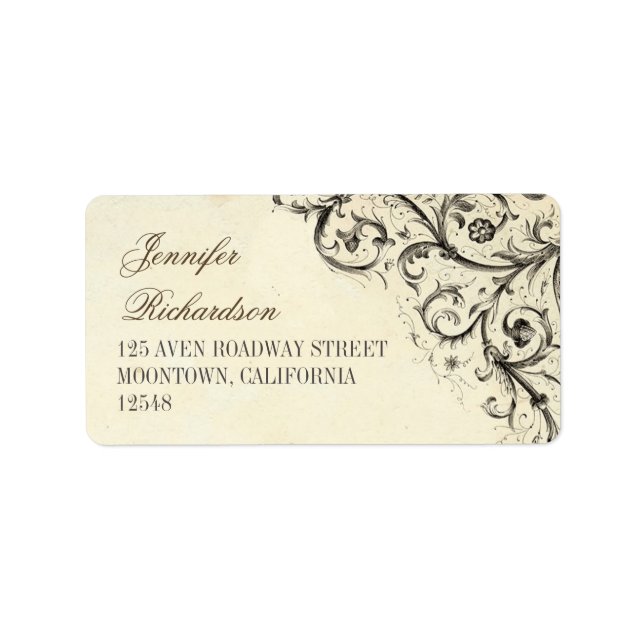 vintage address labels with antique flourishes (Front)
