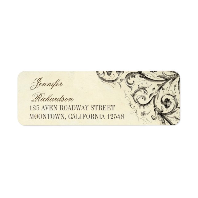 vintage address labels with elegant flourishes (Front)