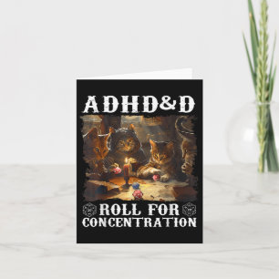 Vintage Adhd&d Roll For Concentration Funny Ga Card