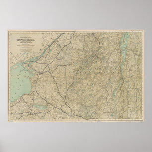 Vintage Adirondack Mountains Railroad Map (1895) Poster