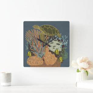 Vintage Adquarium Square Wall Clock