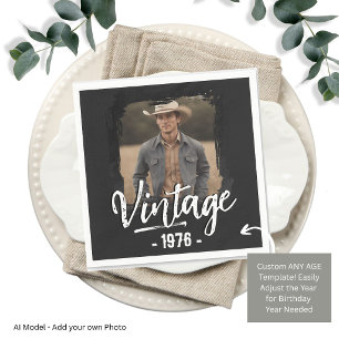Vintage Adult Birthday Party Favour Photo Napkins