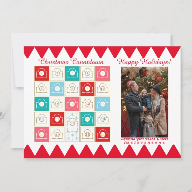 Vintage Advent Calendar Christmas Photo Holiday Card (Front)