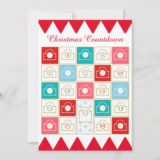Vintage Advent Calendar Personalise Holiday Card (Front)