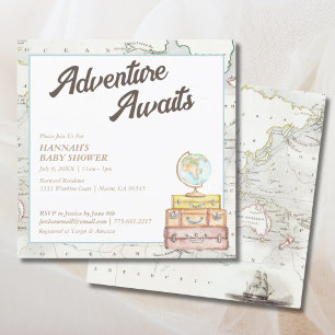 Vintage Adventure Awaits Baby Shower Invitation