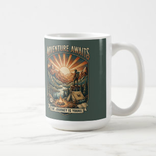 Vintage Adventure Awaits Retro Mountain Coffee Mug