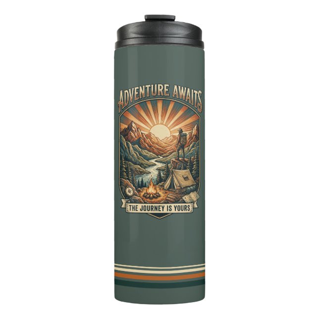 Vintage Adventure Awaits Retro Thermal Tumbler (Front)