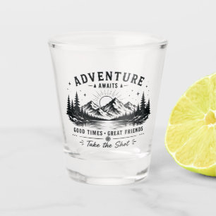 Vintage Adventure Awaits Shot Glass Design