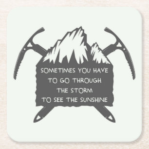 Vintage Adventure Logo Badge, Emblem With Square Paper Coaster