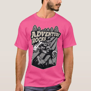 Vintage Adventure Rocks Skeleton Riding Motorcycle T-Shirt