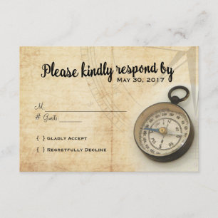Vintage Adventure Travel Wedding RSVP Card