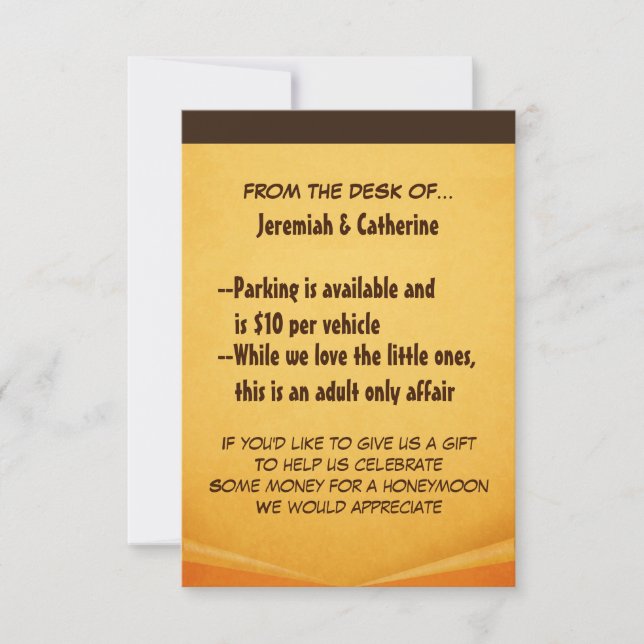 Vintage Adventure Wedding Information Card (Front)