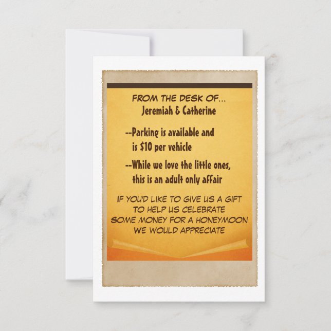 Vintage Adventure Wedding Information Card (Front)