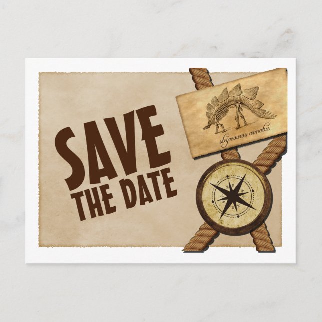 Vintage Adventure Wedding Save the Date Postcard (Front)
