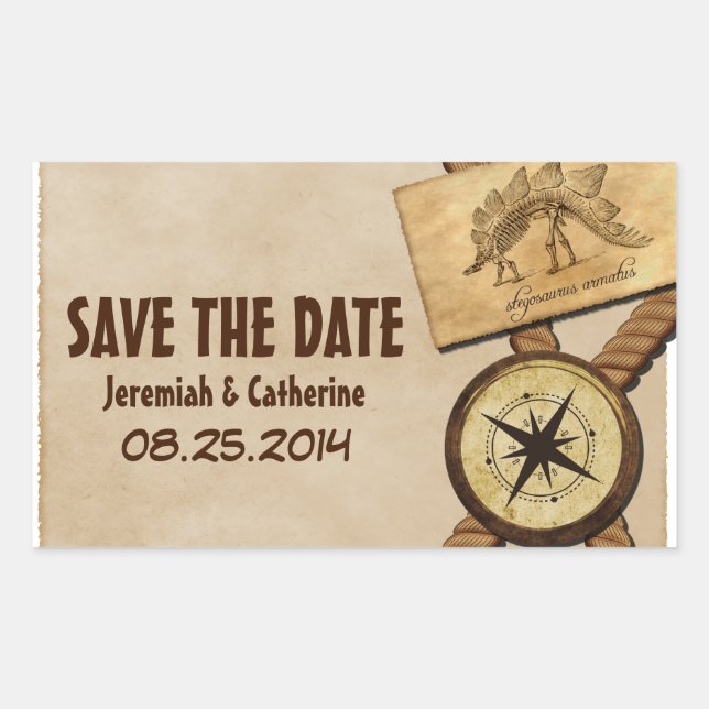 Vintage Adventure Wedding Save the Date Stickers (Front)