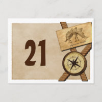 Vintage Adventure Wedding Table Number Postcard