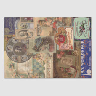 Vintage Advertisemen Collage Shabby Chic Decoupage Tissue Paper
