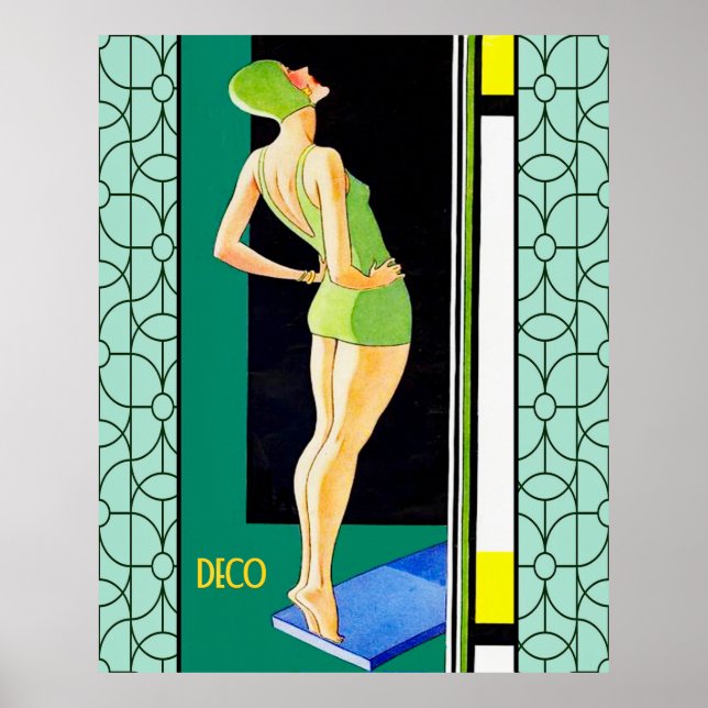 Vintage (Advertisement) Art Deco Diver Poster (Front)
