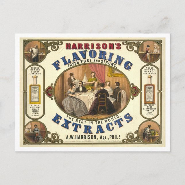Vintage Advertisement Harrison's Flavouring Extrac Postcard (Front)