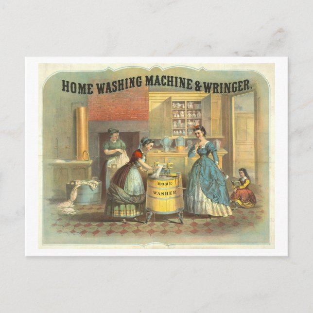 Vintage Advertisement: Victorian Washing Machine Postcard (Front)