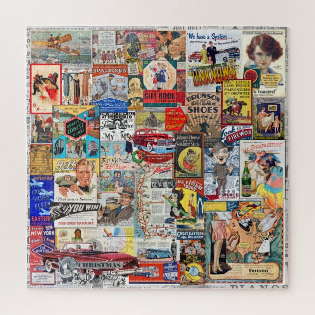 VINTAGE ADVERTISING COLLAGE, PACKED! JIGSAW PUZZLE (Vertical)