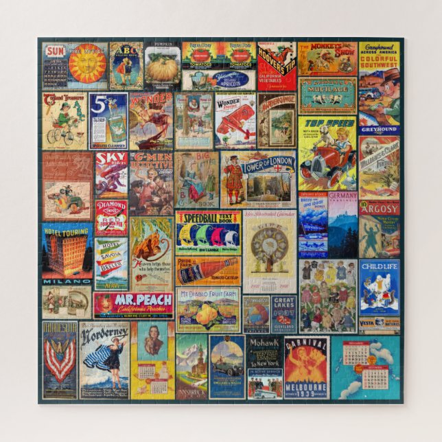 VINTAGE ADVERTISING COLLAGE, PACKED! JIGSAW PUZZLE (Vertical)