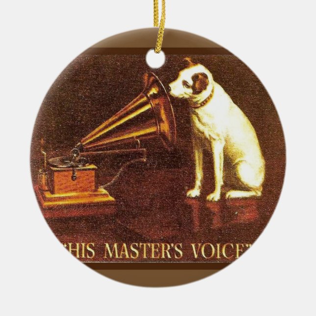 VIntage advertising, His master's Voice Ceramic Tree Decoration (Front)