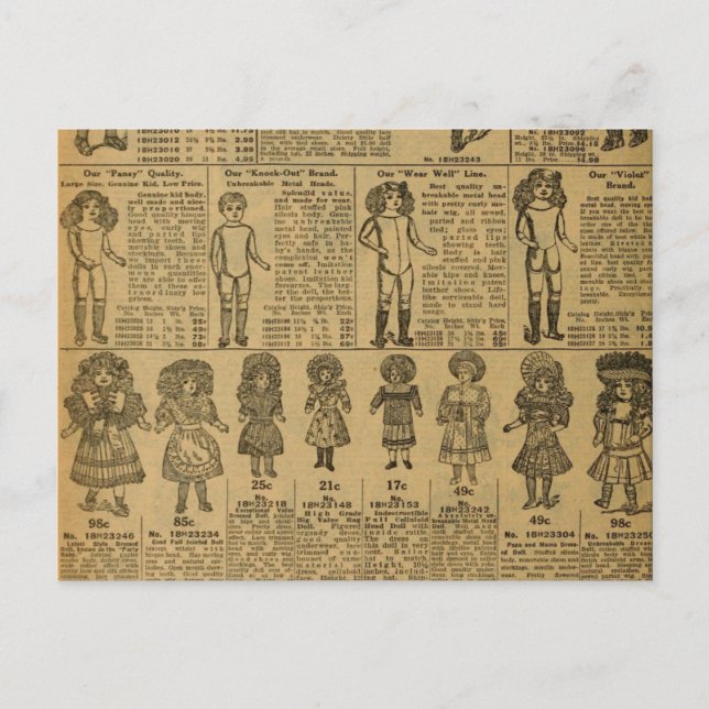 Vintage Advertising Newspaper Toys Dolls Postcard (Front)