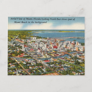 Vintage Aerial View of Miami, Florida Postcard