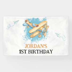 Vintage Aeroplane 1st Birthday Party Banner