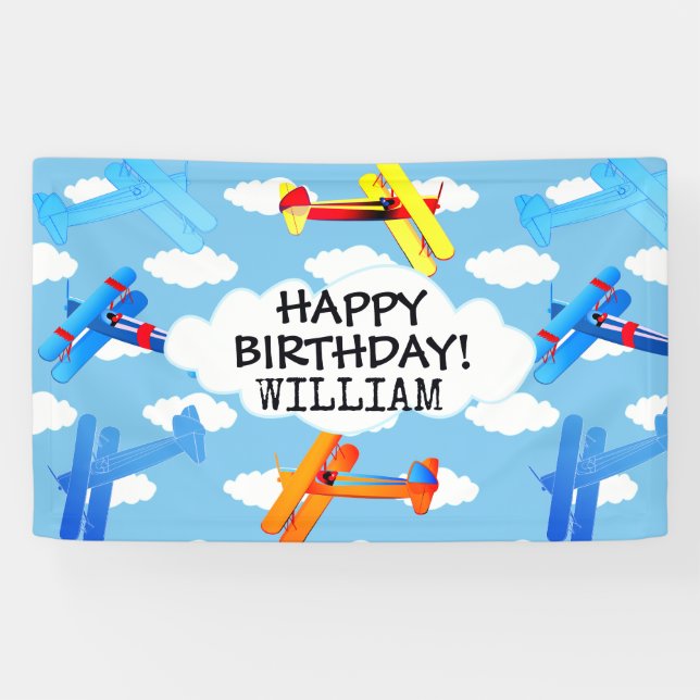 Vintage Aeroplane Airforce Aviator Aviation Banner (Horizontal)