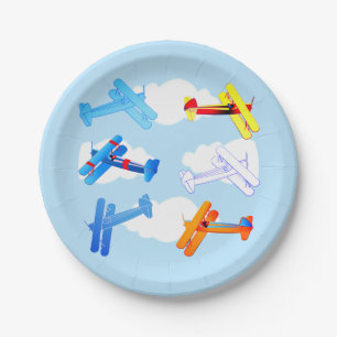 Vintage Aeroplane Airforce Aviator Birthday Party Paper Plate