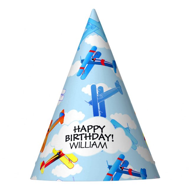 Vintage Aeroplane Airforce Pilot Airshow Party Hat (Front)