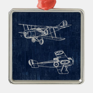 Vintage Aeroplane Art Newspaper Text & Script Styl Metal Tree Decoration