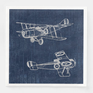 Vintage Aeroplane Art Newspaper Text & Script Styl Napkin