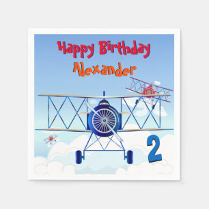 Vintage Aeroplane Aviator Birthday Party Napkin