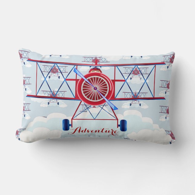 Vintage Aeroplane Aviator Travel Adventure Lumbar Cushion (Front)