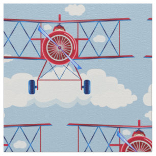 Vintage Aeroplane Aviator Travel Adventure Pilot Fabric