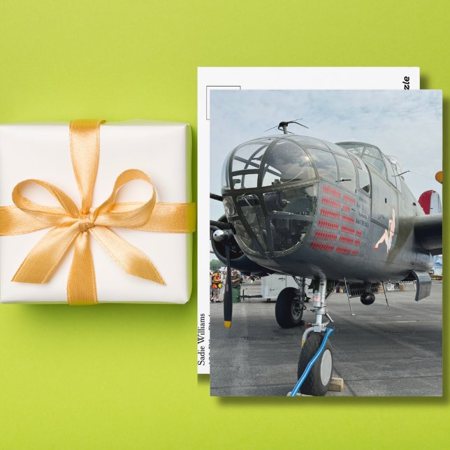 Vintage Aeroplane B-25 Mitchell Bomber Birthday Postcard (Creator Uploaded)