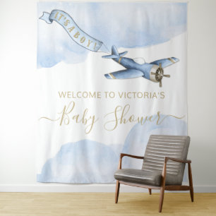 Vintage Aeroplane Baby Shower Backdrop XL Tapestry