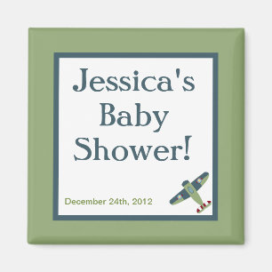 Vintage Aeroplane Baby Shower Favour Magnet