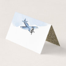 Vintage Aeroplane Baby Shower Food Table Card