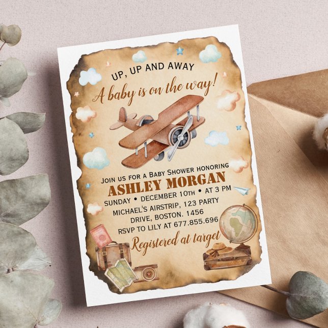 Vintage Aeroplane Baby Shower Invitation (Creator Uploaded)