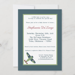 Vintage Aeroplane Baby Shower Invitation